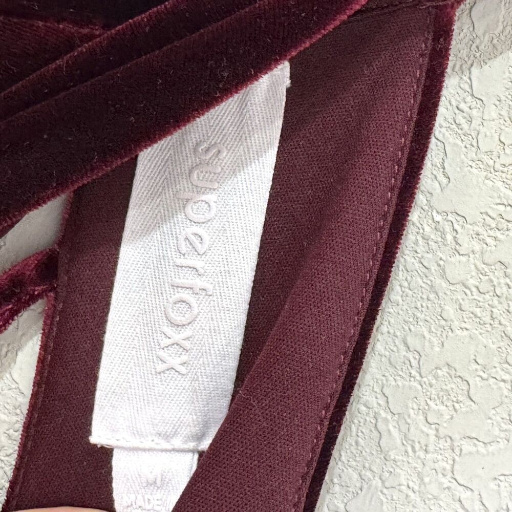 Superfoxx Dress Medium Burgundy Velvet Halter Ruffle Midi Party Evening Lace Up - Picture 3 of 11